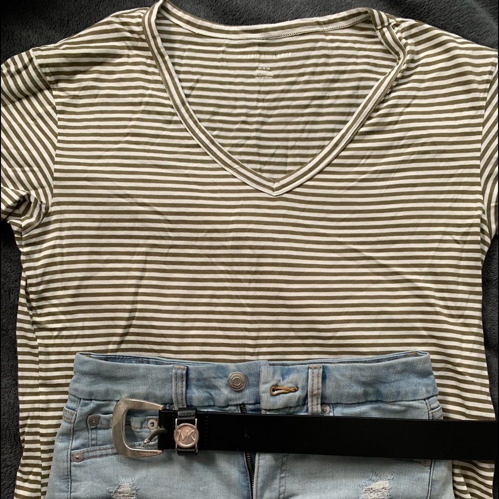 Strip vneck T-shirt